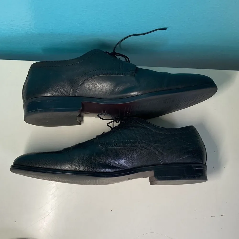 Andrea Rossi Mens Black Leather Lace Up Dress Shoes  Size 43 10 US